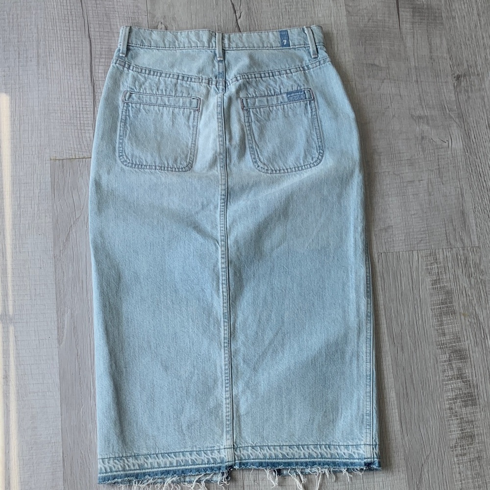 7 For All Mankind Light Blue Button-Front Denim Skirt, Size 27. - Picture 9 of 12